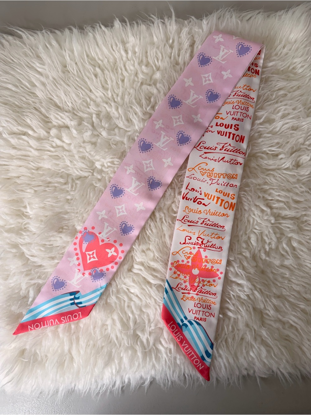 Pink, Purple & Coral Heart-Print Twilly Scarf